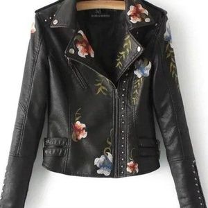 Mark and Morten Floral Print Leather Jacket